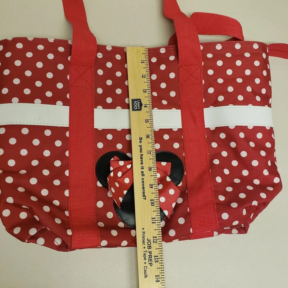 Disney Minnie Mouse Canvas Zip Tote Bag Red White Polka Dot Beach Polka-Dot Boho